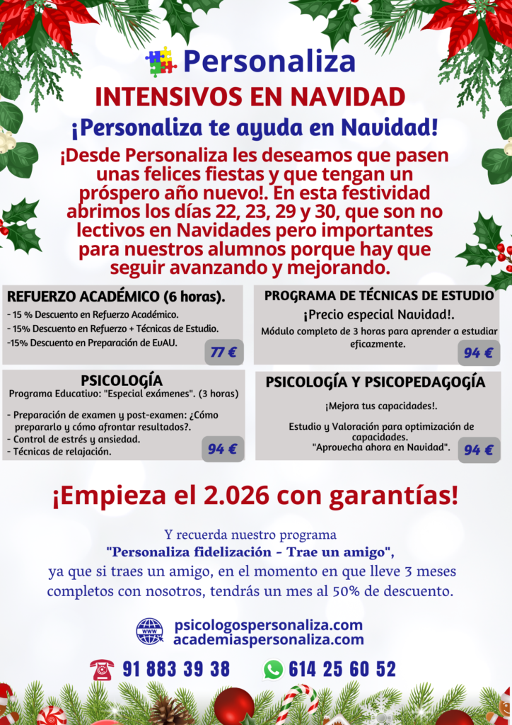 refuerzo escolar en navidad